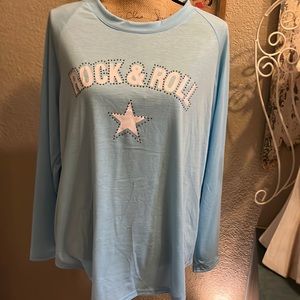 Women’s size XL blue Rock & Roll Tshirt